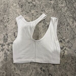 Emma & Sam White Ribbed Racerback Crop Top